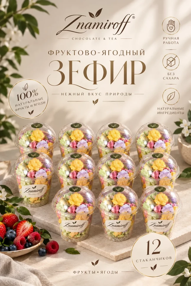  Зефир в стаканчиках без сахара(коробка 12шт по 100гр) в Сарове